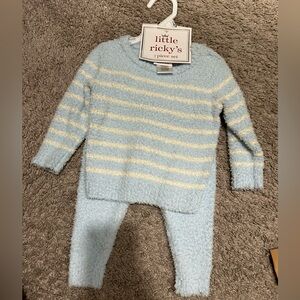 Blue and Cream Striped Kids Sweater Set- 3-6 months- nwt